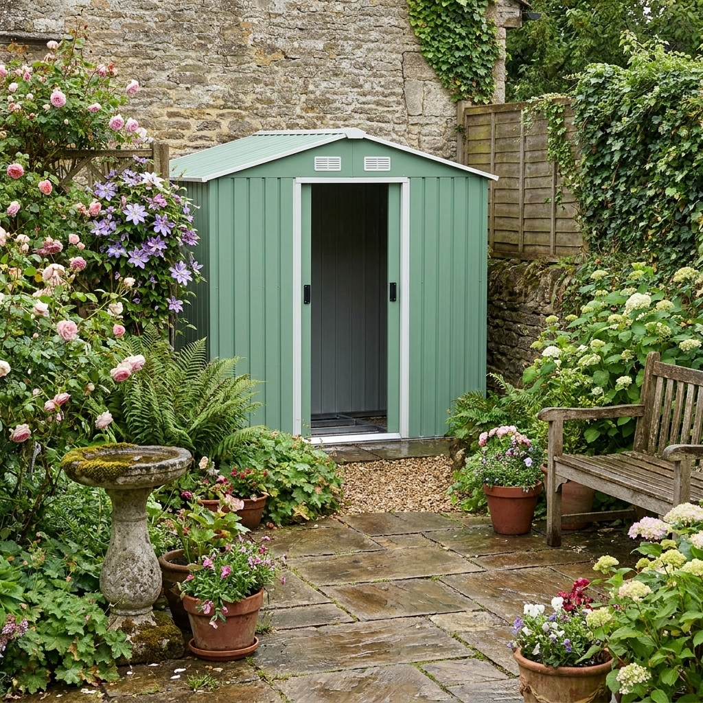 Light Green 7ft x 4ft Metal Shed