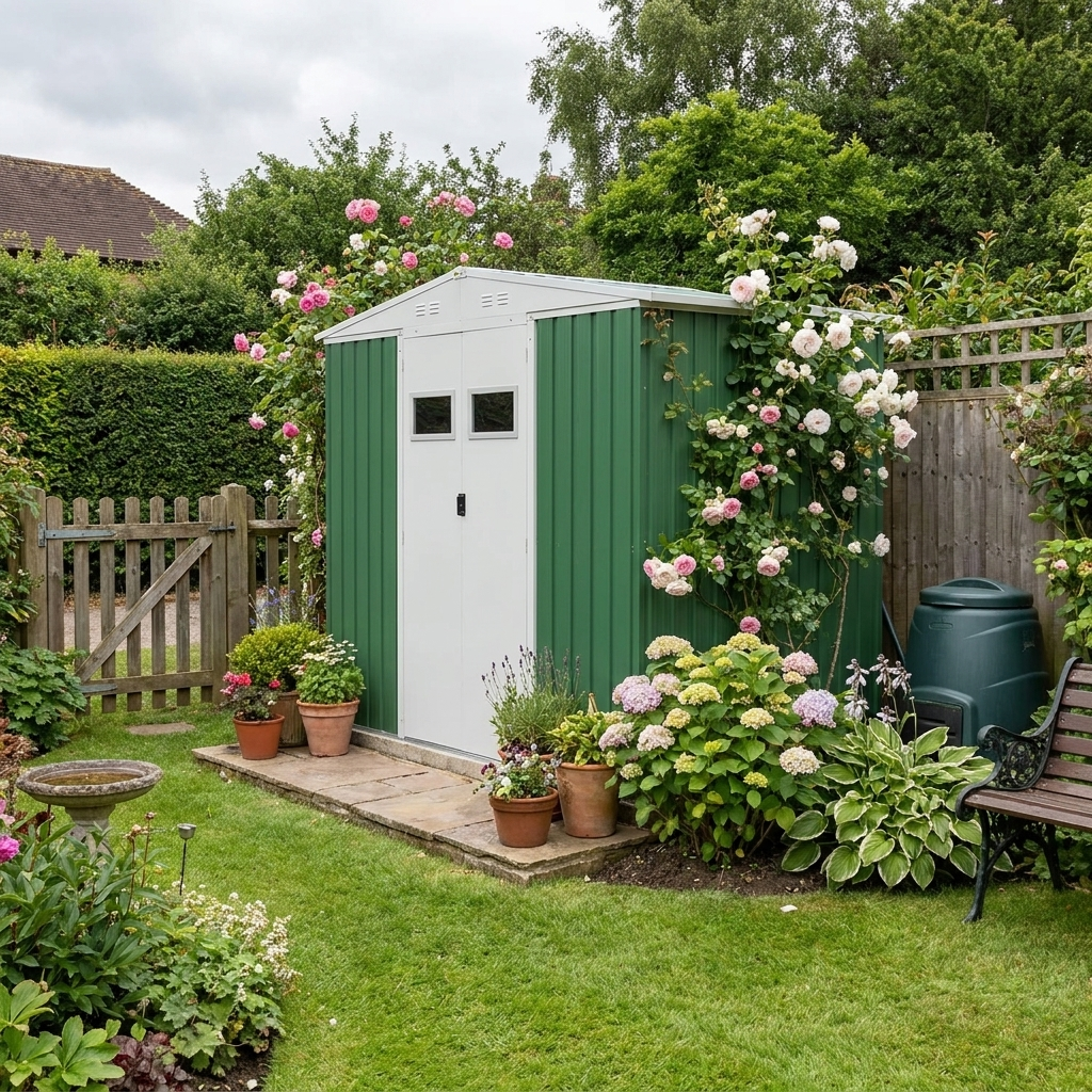 8ft x 4ft Forest Green Metal Shed