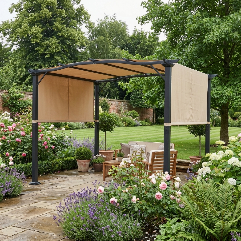 Retractable Steel Pergola With Shade