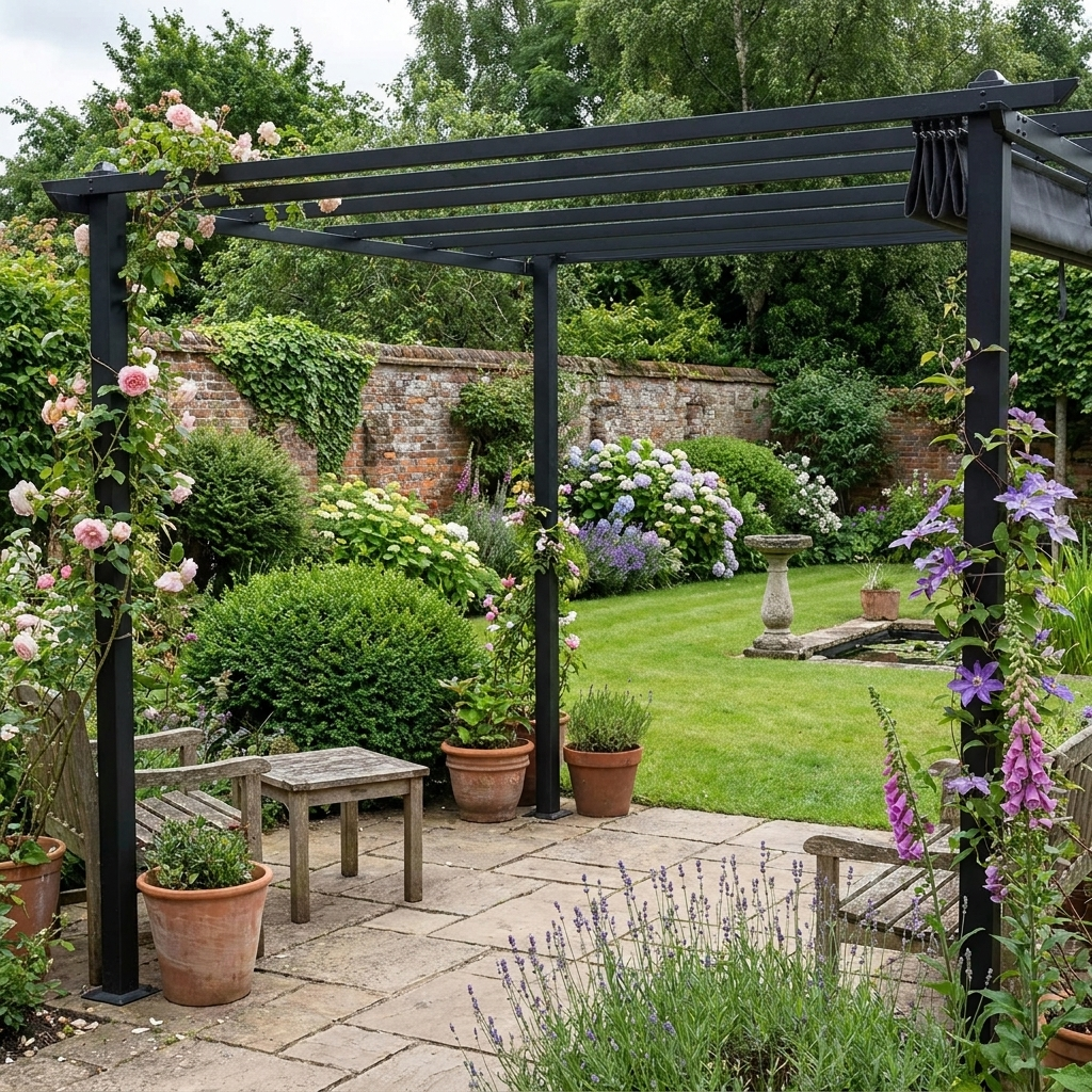 3m x 4m Dark Grey Aluminium Retractable Pergola