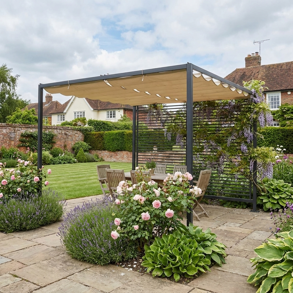 2.8m x 3m Metal Pergola - Retractable