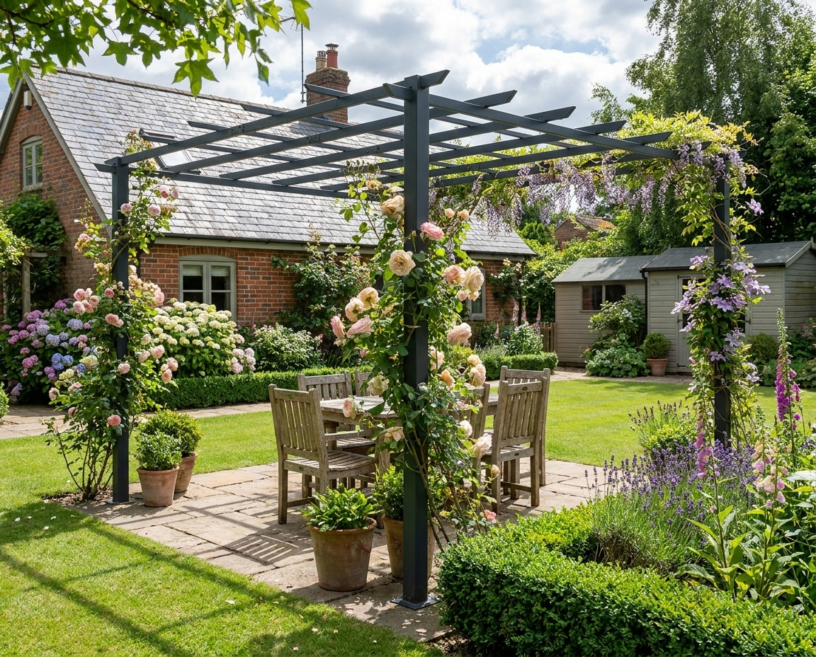 Metal Gazebo With Trellis Sides 3m x 3m