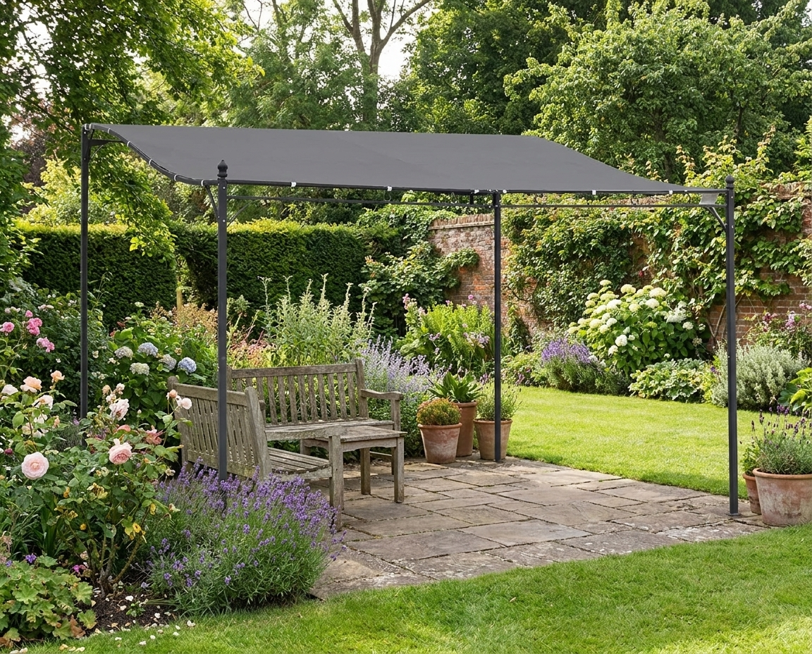 PA-Coated 3m x 4m Sun Shade Shelter With Metal Frame