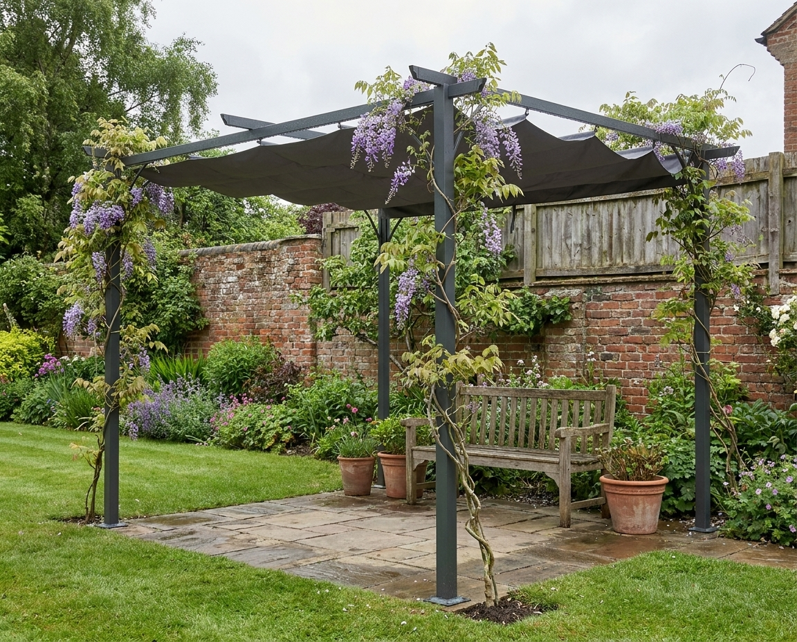 3m x 3m Metal Patio Gazebo With Grey Canopy