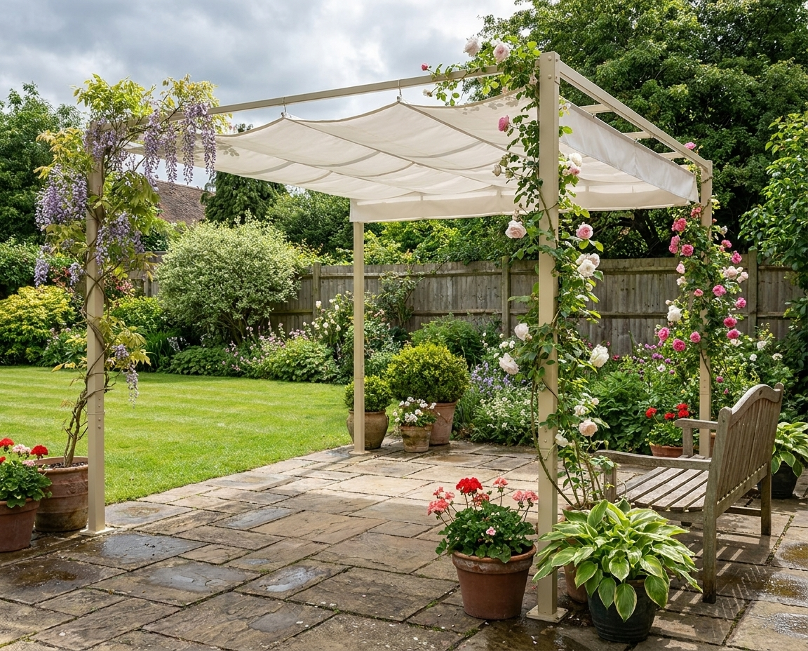 3x3m Retractable Pergola with Sun Shade Canopy, UPF30+, Khaki