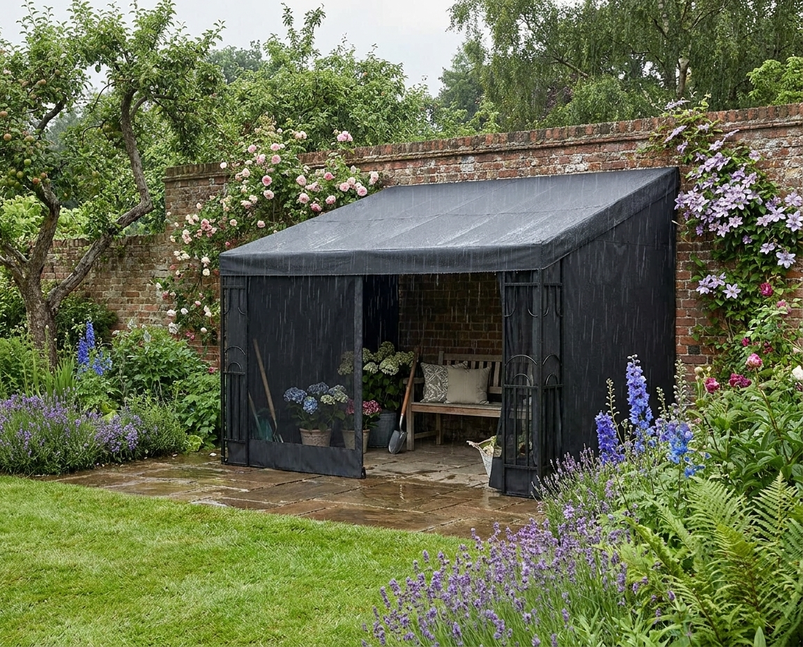 Black Lean-To Pergola