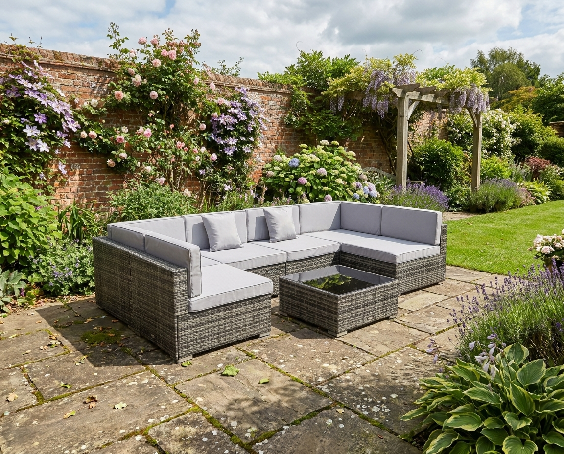 Mixed Brown 6-Seater Rattan Sectional Sofa