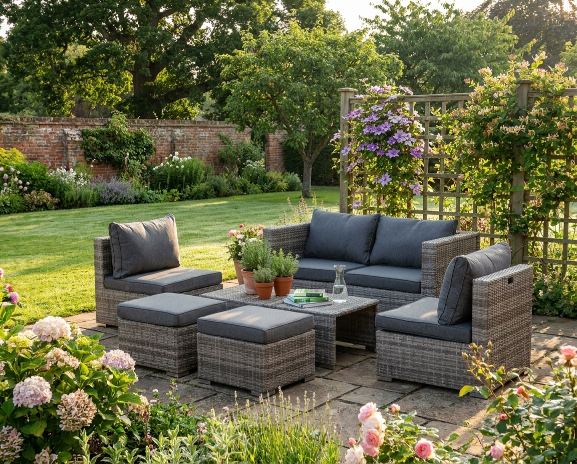 6 Seater Rattan Sofa Set Coffee Colour