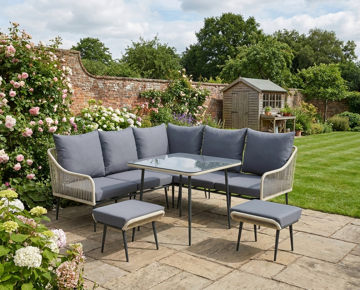 6-Piece Grey Rattan Garden Sofa Set - Strong and Durable Outdoor Furniture
