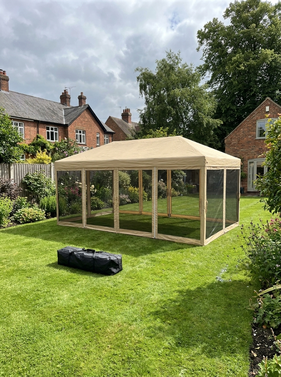 Beige 6m x 3m Pop Up Marquee Gazebo
