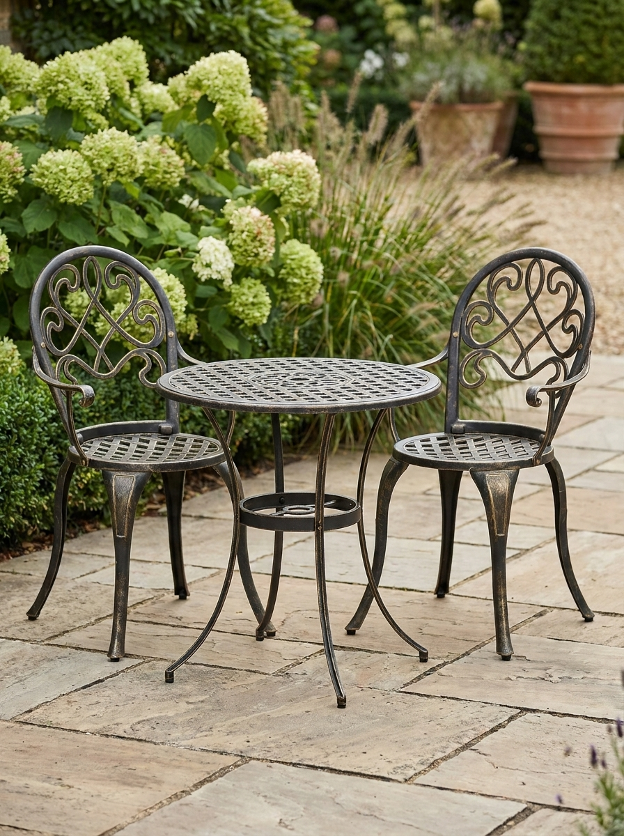 Elegant Bronze Aluminium Garden Set - 3-Piece Outdoor Furniture Set