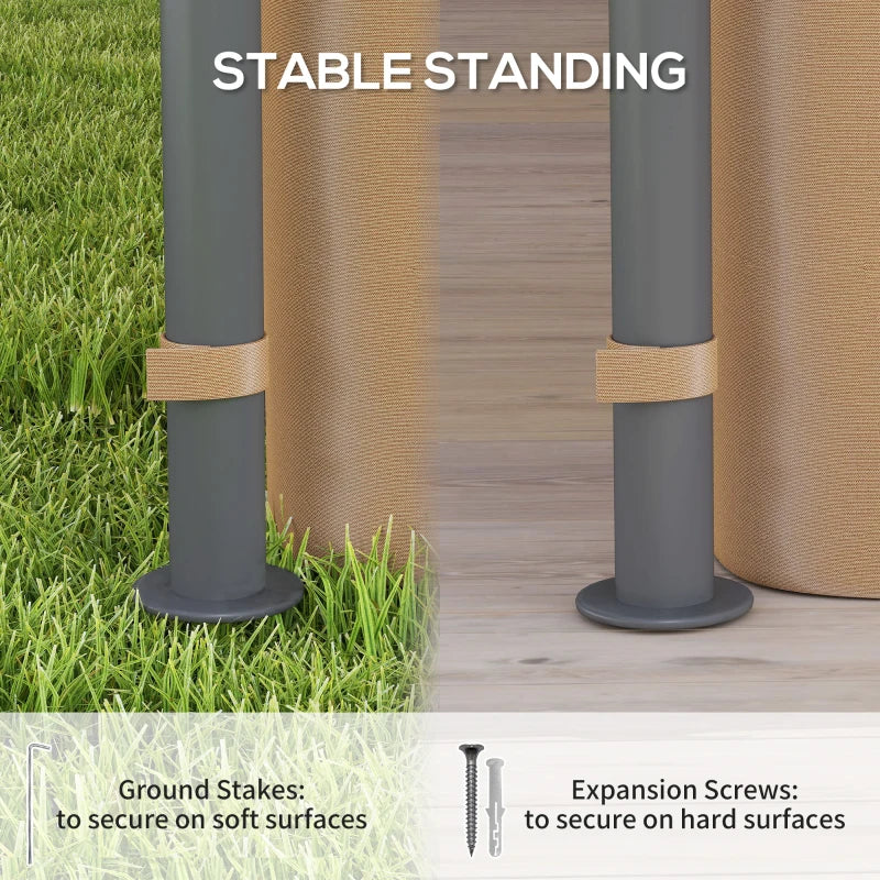 3 x 3 m Brown Garden Gazebo with Double Roof, Curtains & Solar-Powered LED Lights - Outdoor Canopy Shelter for Patio & Deck