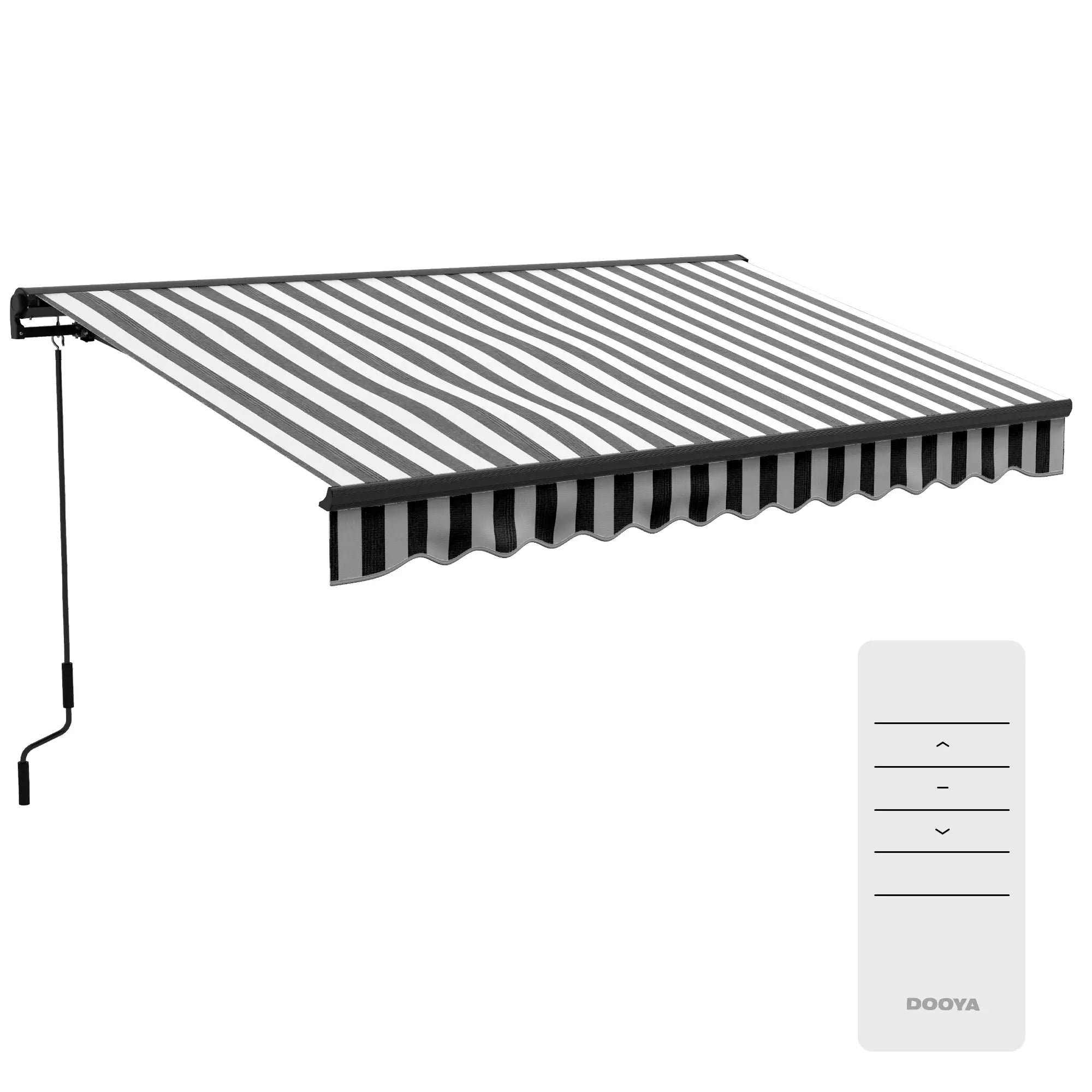 Striped 2.5m x 3.5m Aluminium Frame Electric Awning With Remote - Grey/White