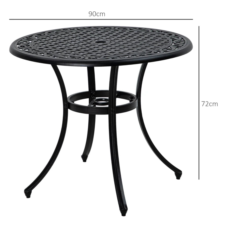 Round Aluminium Garden Table with Parasol Hole - 90cm