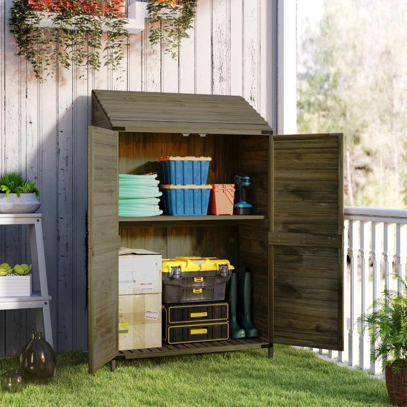 Two-Tier Wooden Garden Shed - 59 x 103.5 cm - Green