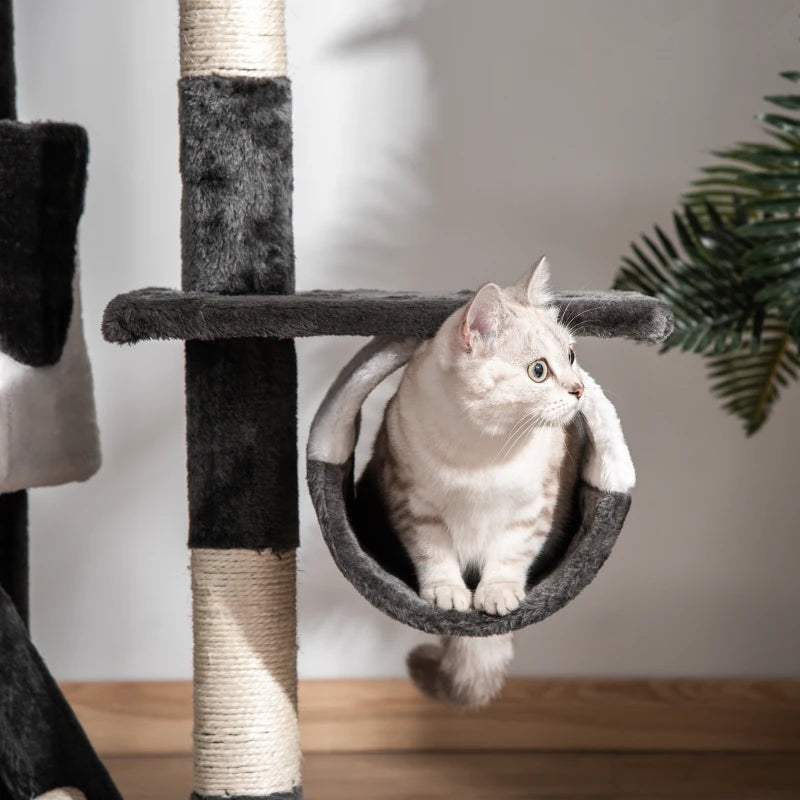 Adjustable Floor-to-Ceiling Cat Tree for Indoor Cats - 240-260cm Height, Stylish White Design, Perfect for Climbing & Play