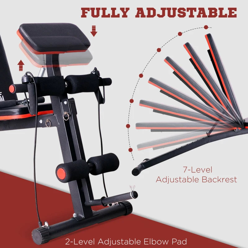 Foldable Adjustable Weight Bench for Strength Training Sit Up and Ab Exercises Incline Decline Red