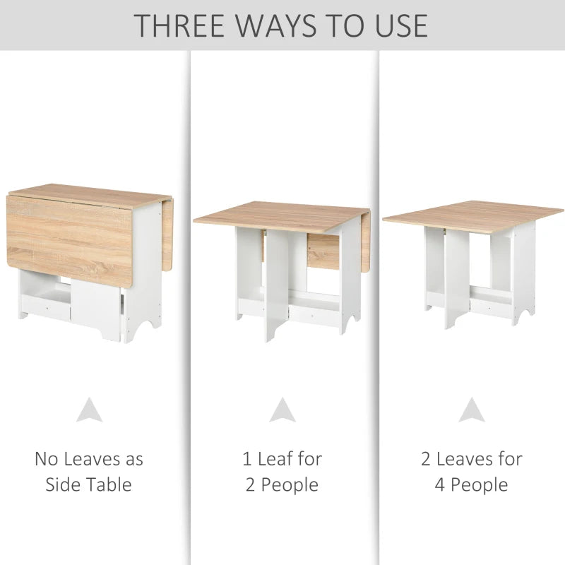 Foldable Dining Table with Drop-Leaf Design & Storage Shelf - Versatile Folding Desk for Kitchen & Dining Room