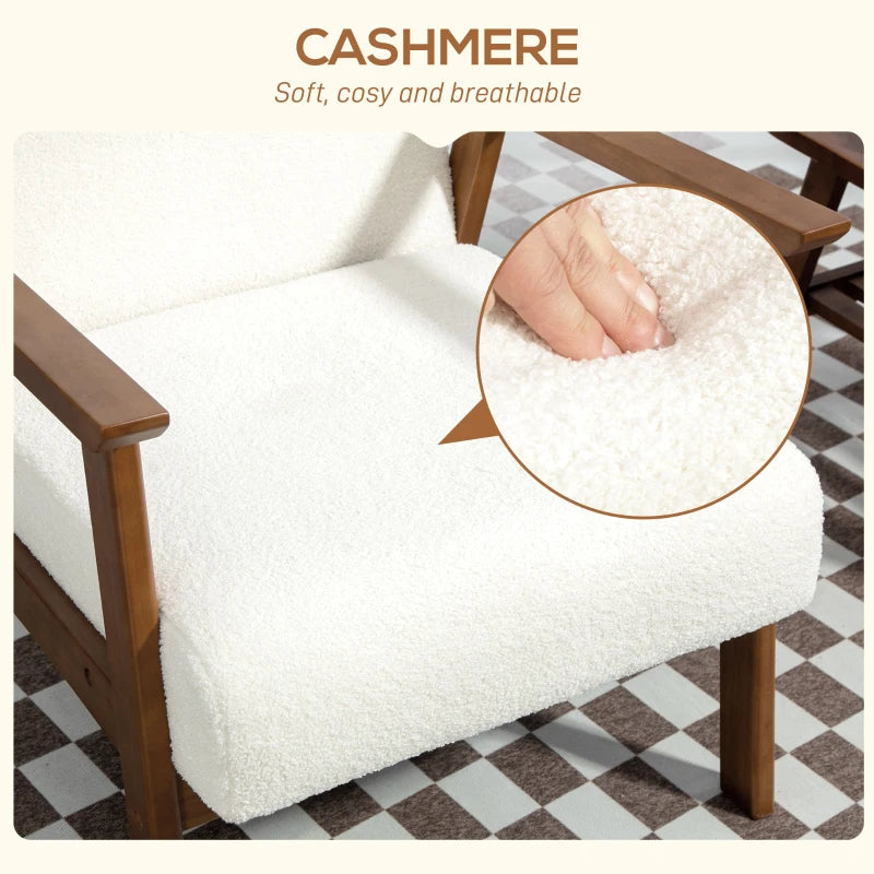 Mid Century Modern Boucle Accent Chair in White - Stylish Seating for Home Decor