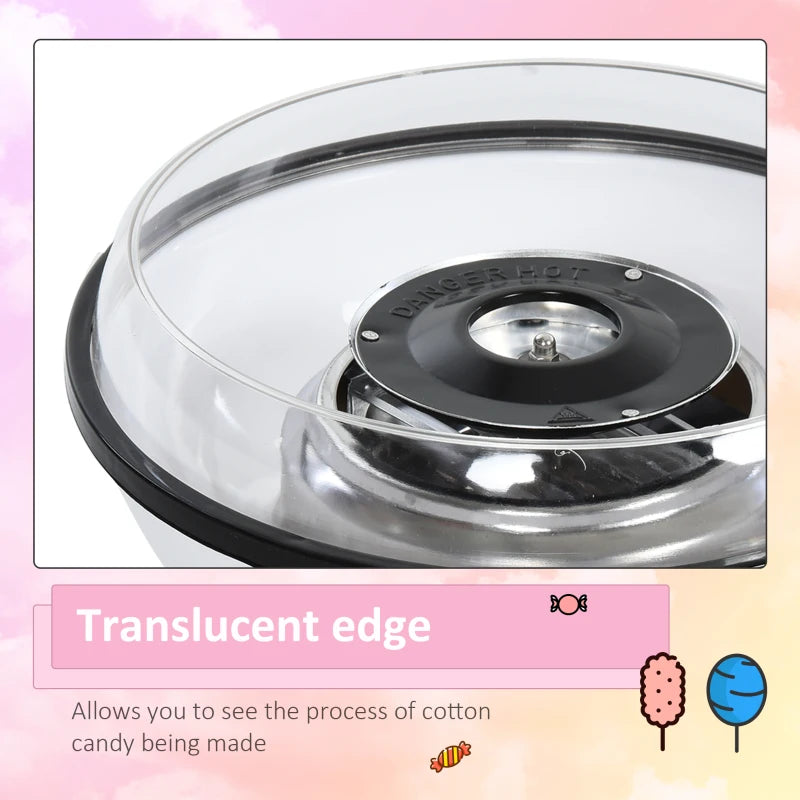 450W Electric Candyfloss Machine Kit - Non-Stick Plates, Fairground Fun for Kids & Adults, Perfect Party Gift, White Metal Body with Accessories