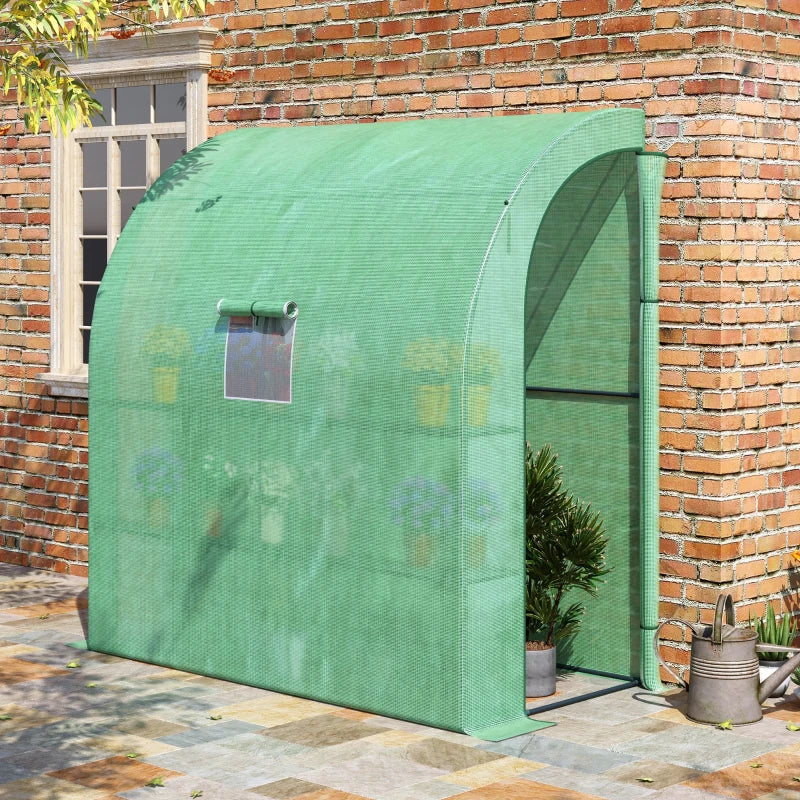 Green Walk-In Outdoor Greenhouse with Windows and Doors, 3 Tiers, 4 Shelves - 200x100x215cm