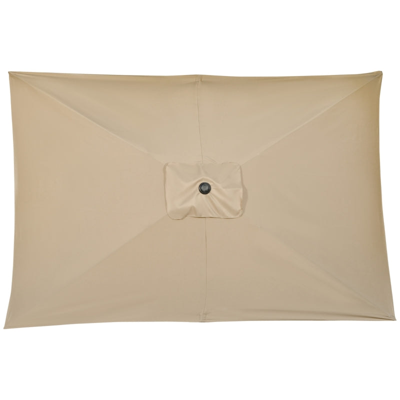 Rectangular Khaki Garden Parasol Umbrella with Tilt and Crank