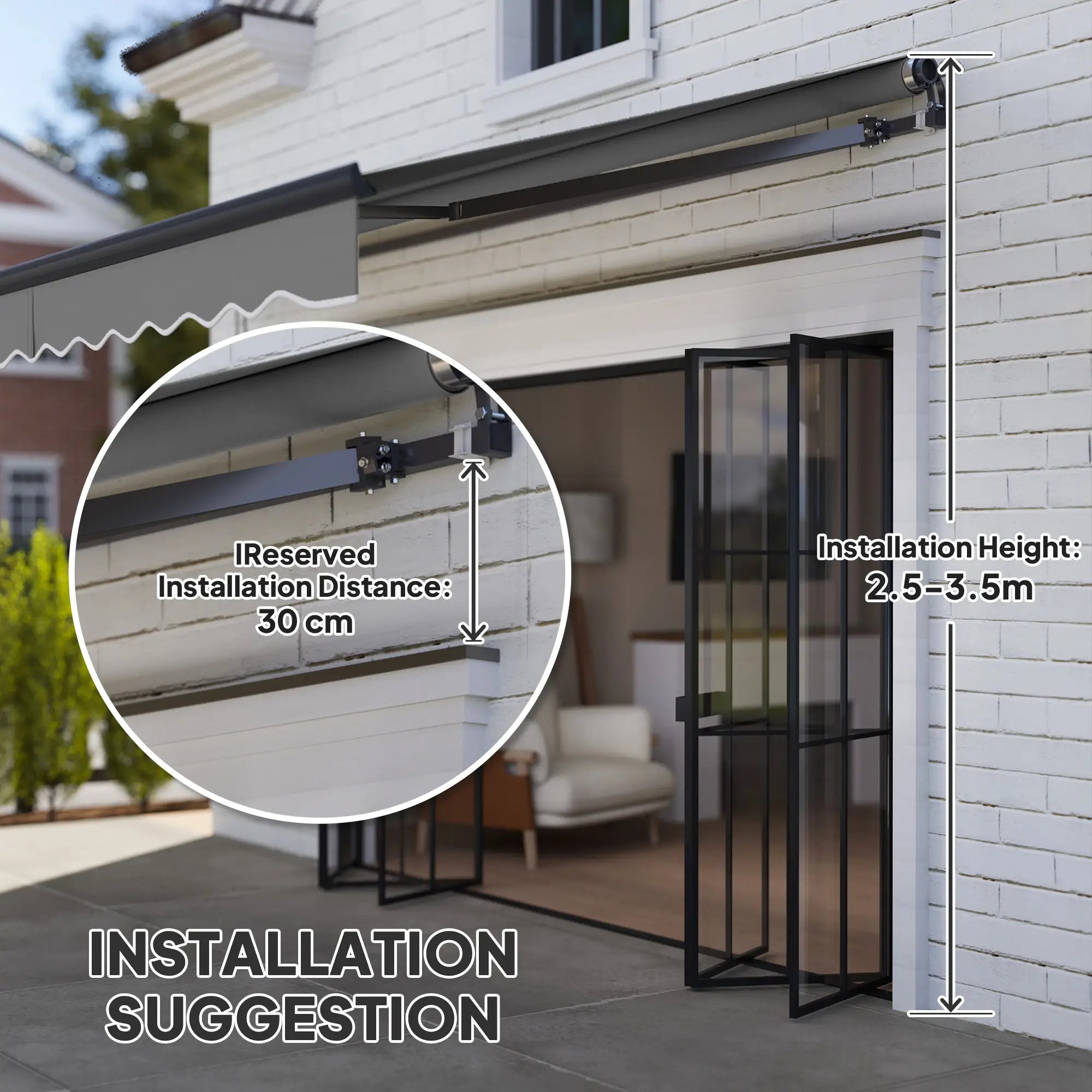 Dark Grey 3.5m x 3m Electric Awning with Remote Controller, Aluminium Frame- UV30+ Sun Shade Canopy