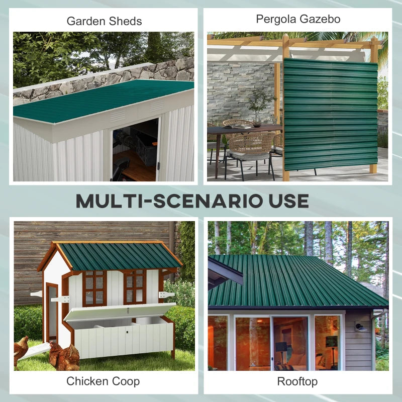 Pack of 24 Green Galvanised Metal Roofing Sheets for Sheds