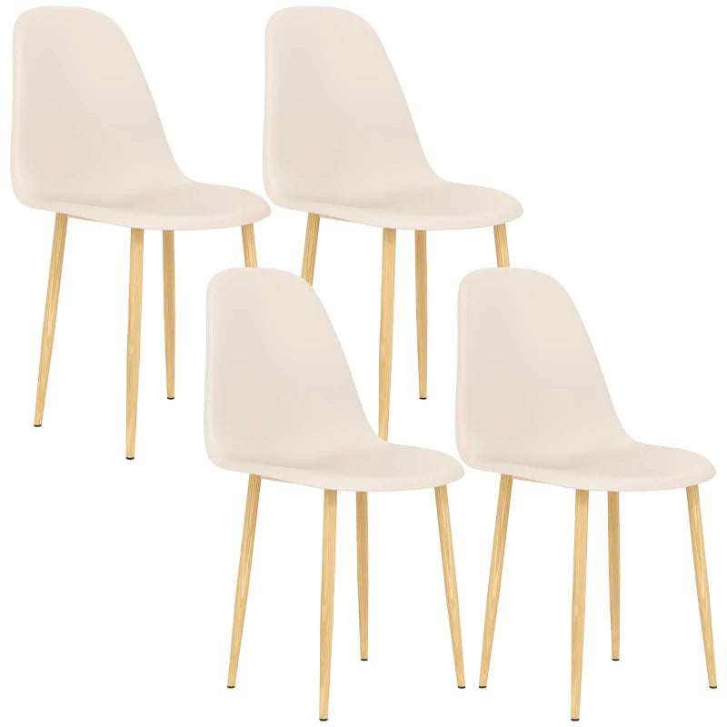 Modern Khaki Dining Chairs Set of 4 - Stylish Kitchen Chairs with Backrest & Steel Legs for Dining Room & Living Room