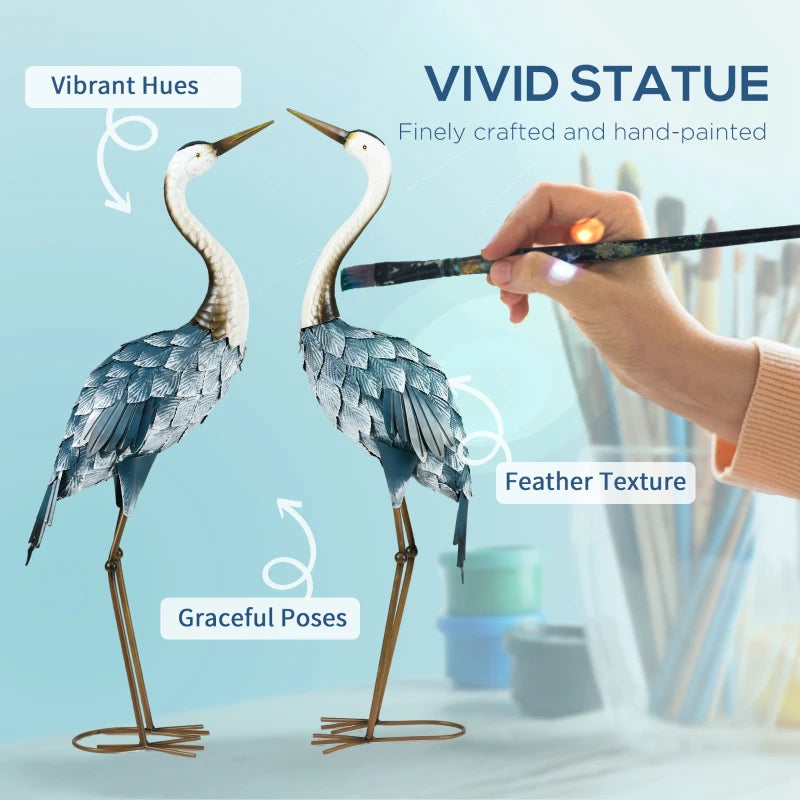 Colorful Crane Garden Statues - 2 Piece Set
