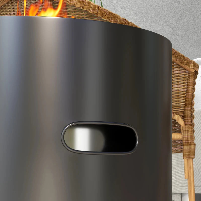 Portable Smokeless Fire Pit - 45cm Round Metal Bonfire Stove with Poker for Garden & Camping - Black