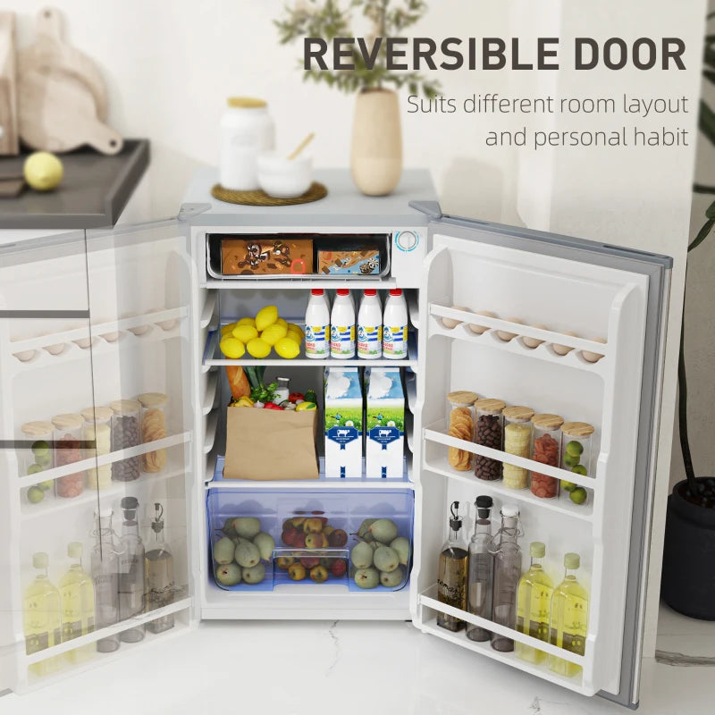 91L Freestanding Under-Counter Fridge with Lock in Grey for Home and Office