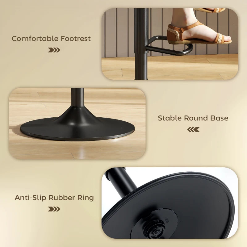 Set of 2 Stylish Brown Linen-Look Bar Stools - Modern Design for Kitchen & Dining - Comfortable Seating