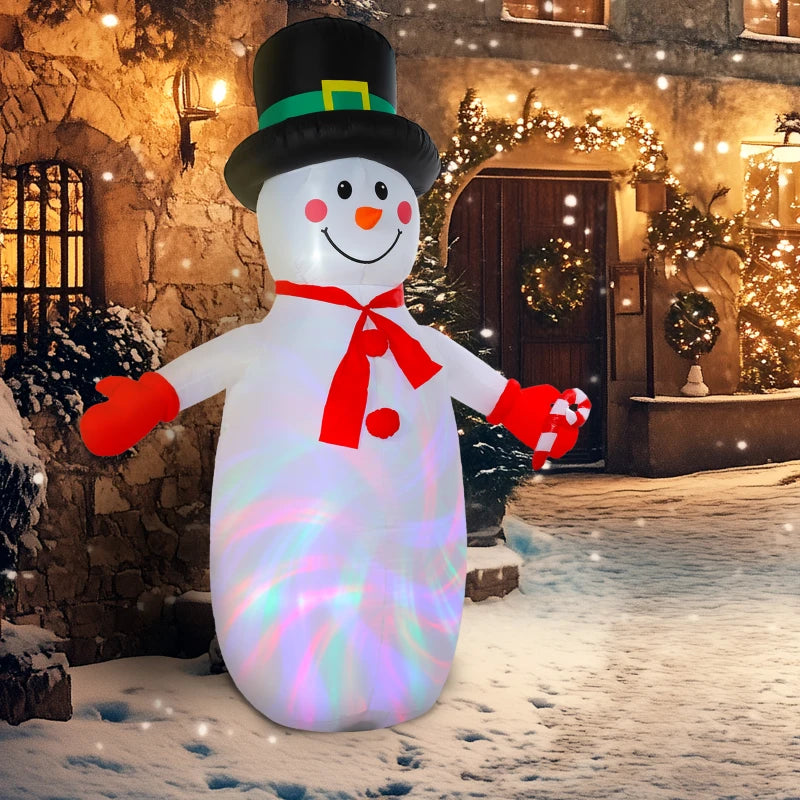 8FT Inflatable Christmas Snowman with Disco Lights - Self-Inflating Outdoor Decoration for Garden & Home Holiday Decor
