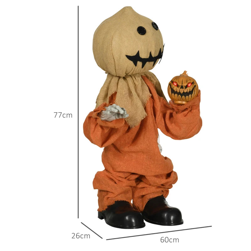 77cm Halloween Scarecrow Decoration - Outdoor Light-Up Eyes & Sound Activated Prop for Spooky Yard Decor