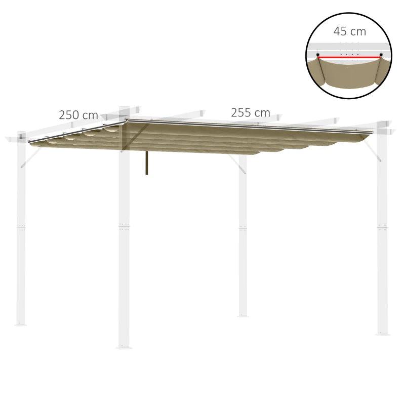 Tan Retractable Pergola Canopy for 3x3m Gazebo
