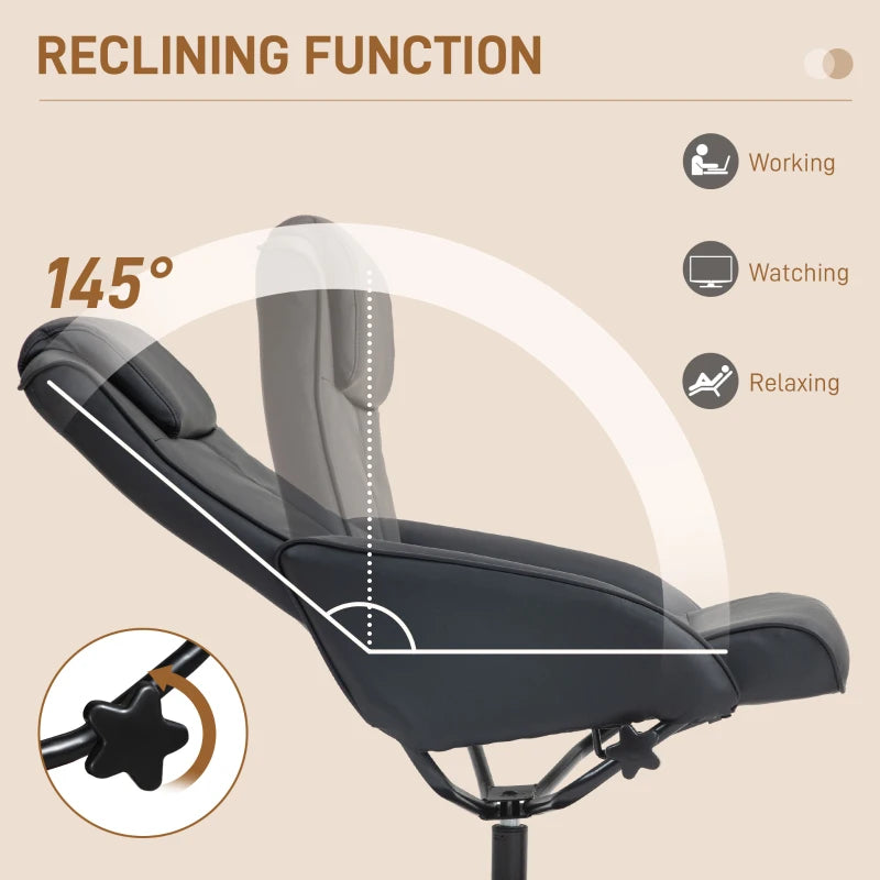 Faux Leather Reclining Chair with Footstool in Black - Stylish Comfort for Your Living Room