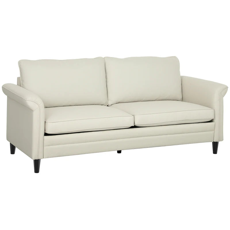 Modern 3-Seater Fabric Sofa with Spring Cushions and Rubber Wood Legs for Living Room or Bedroom