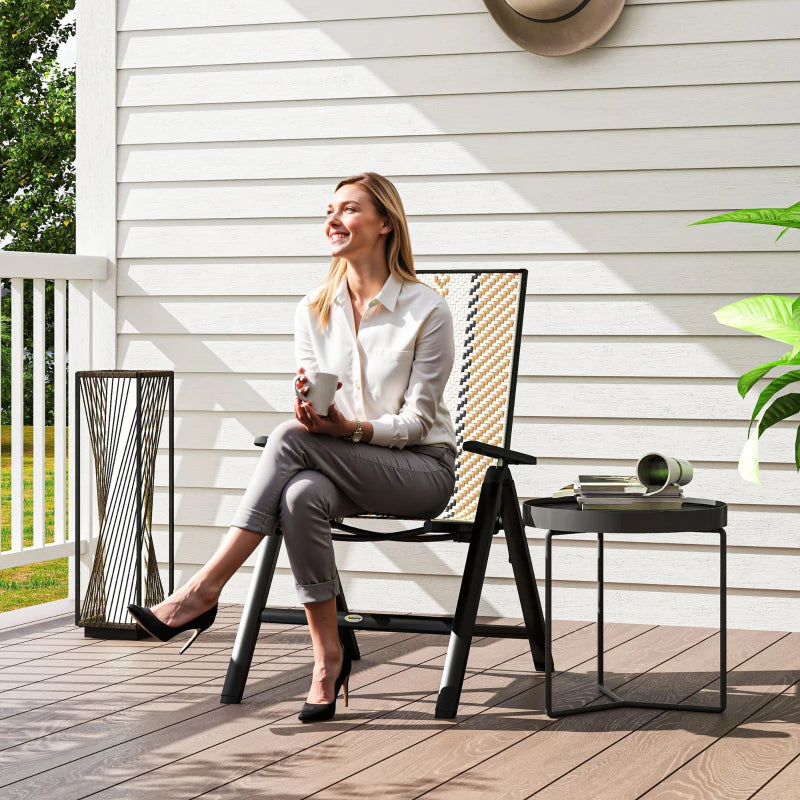Stylish Orange Rattan Reclining Garden Chairs - Comfortable Outdoor Seating for Relaxation and Sunbathing
