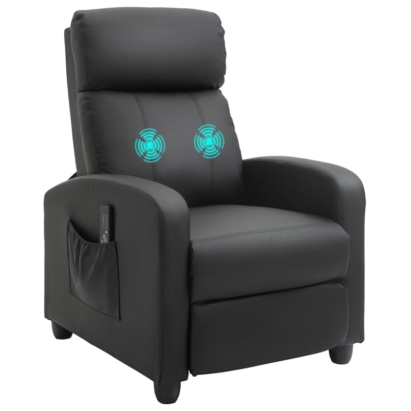 Massage Recliner Armchair in Faux Leather with Adjustable Leg Rest and Side Pocket for Living Room