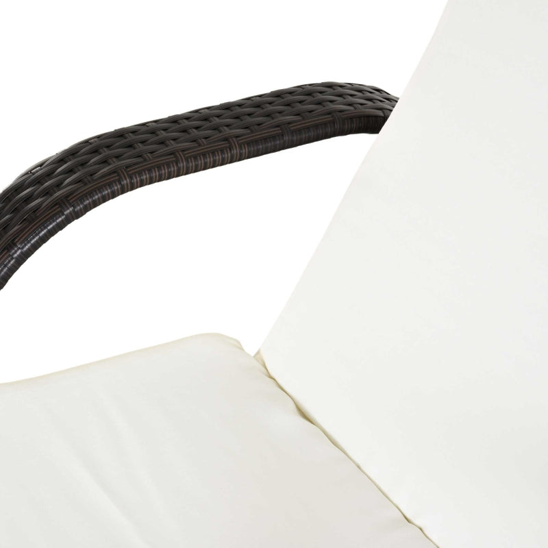 Brown Rattan Adjustable Sun Lounger - 200x73x56-103 cm