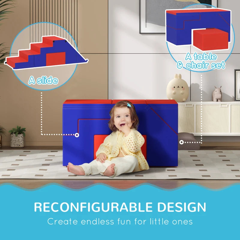 Soft Play Set for Toddlers 1-3 Years Foam Climber Blocks Dark Blue Color