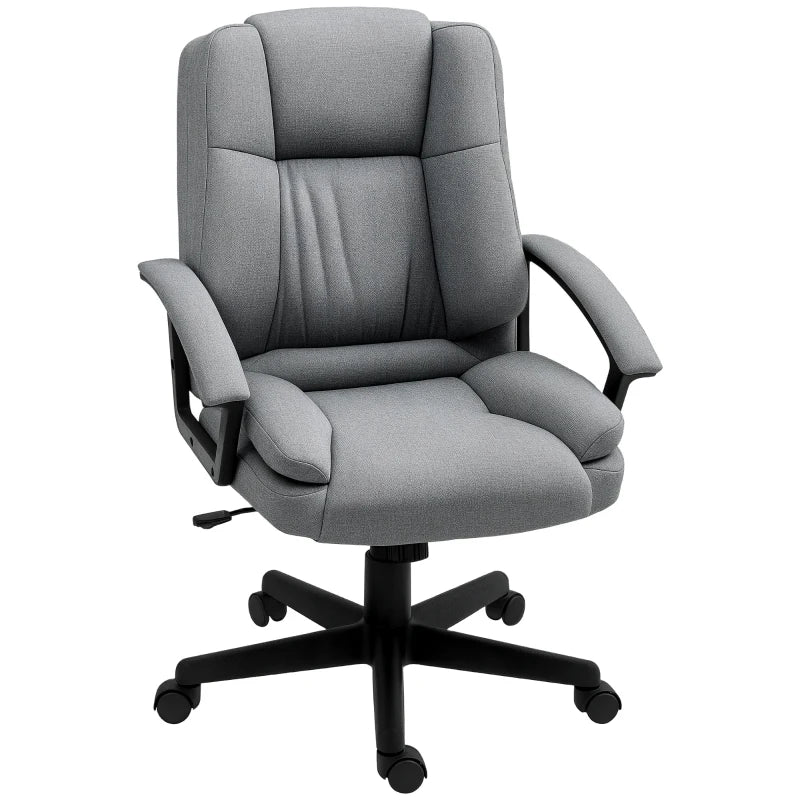 Linen Look Padded Office Chair in Grey for Comfortable Home Office Seating