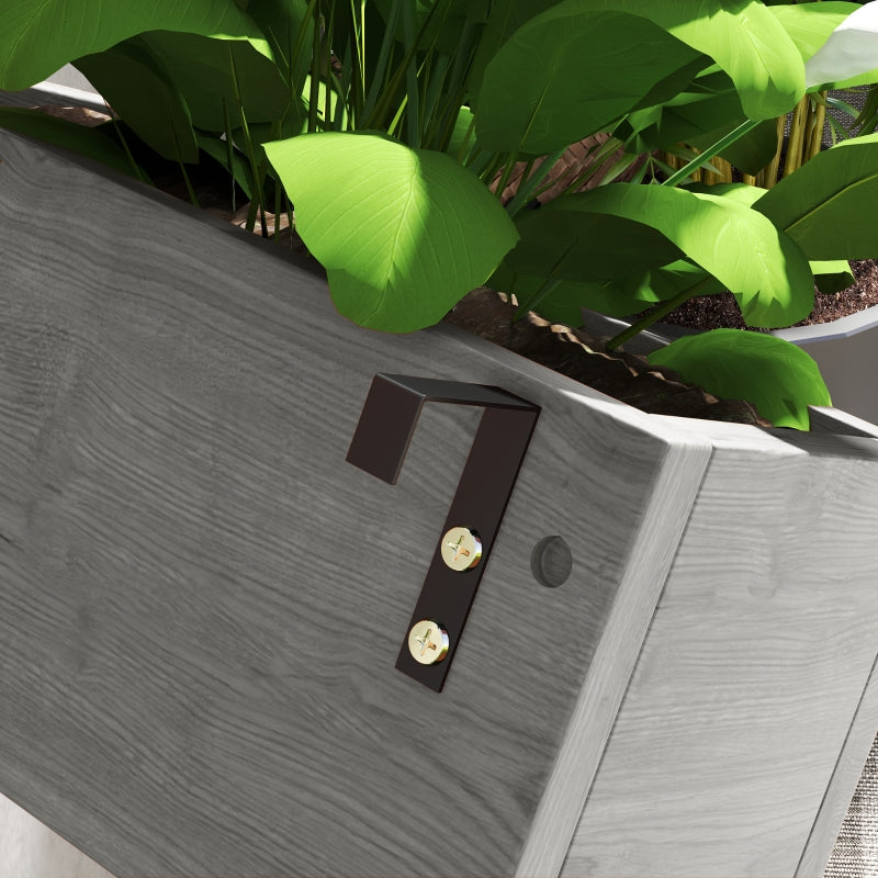 Wall-Mounted Wooden Garden Planters with Trellis - Grey - 3 Planter Boxes with Drainage Holes for Patio - 120cm