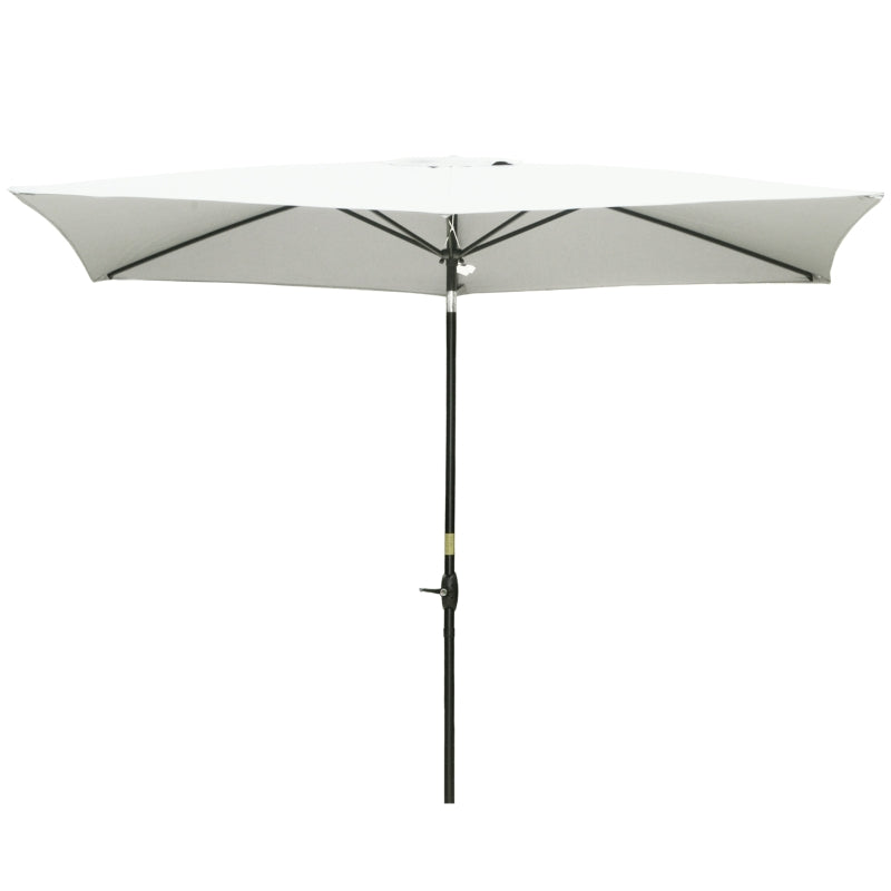 Cream White Rectangular Garden Parasol Umbrella with Crank & Tilt