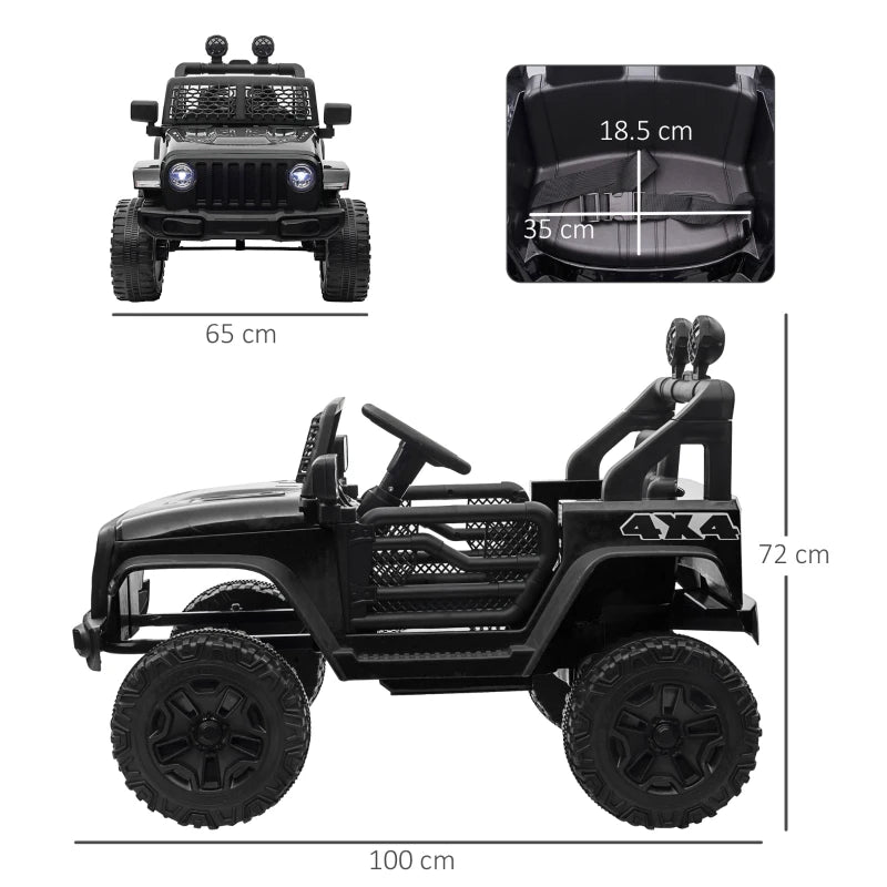 12V Kids Electric Ride On Car Off Road Toy with Remote Control for Ages 3-6 Black
