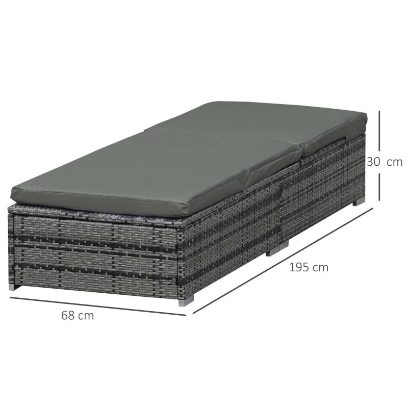 Grey Rattan Outdoor Reclining Sun Lounger