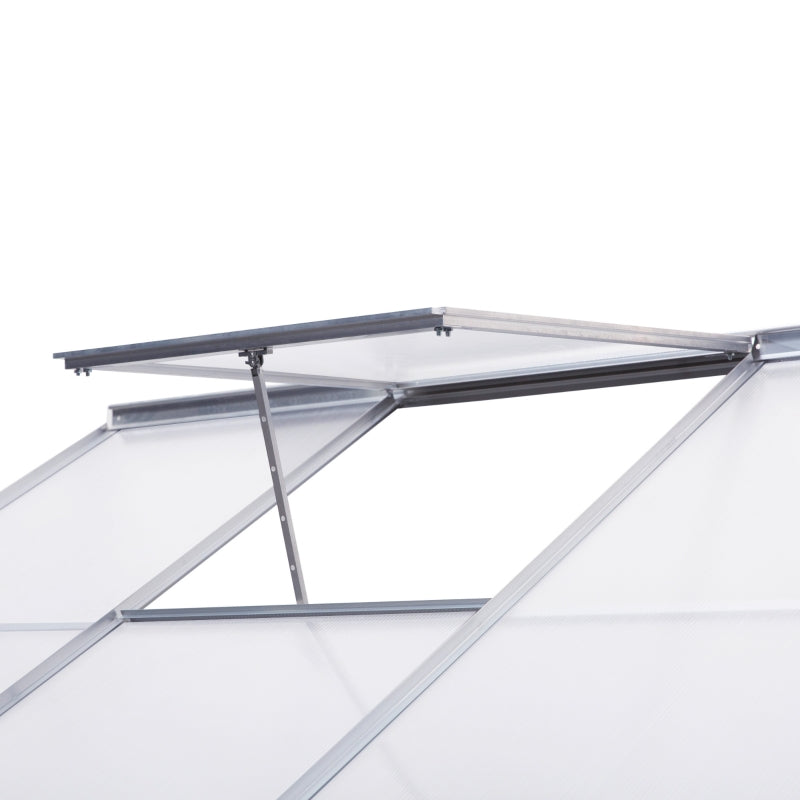 Silver 6x4ft Lean-to Greenhouse with Roof Vent for Plants