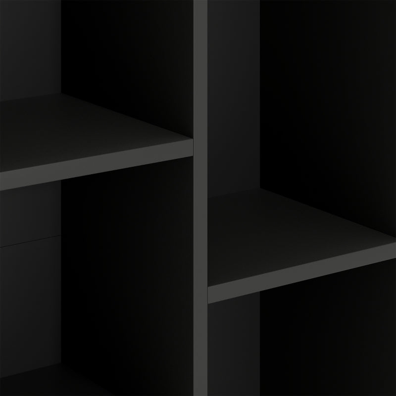 Stylish 2-Tier Black Bookshelf with 5 Spacious Compartments - Perfect for Home or Office Storage