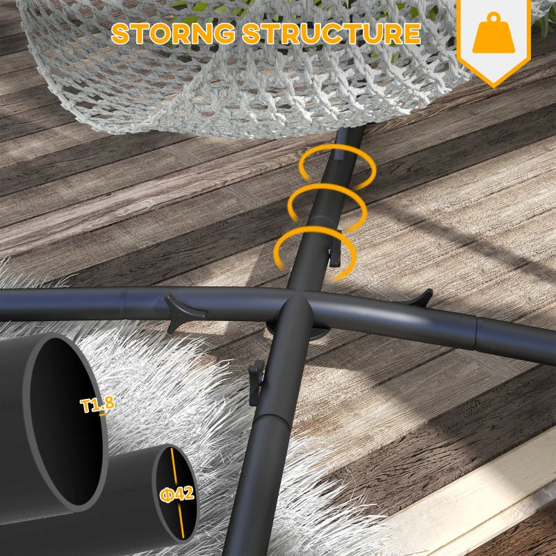 Black Metal Hammock Chair Stand with Chain for Indoor & Outdoor Use